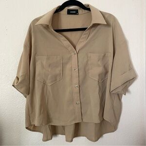 Cider Collar Pocket Short Sleeve Louse — Khaki